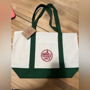 NWT Trader Joe's Green Large Canvas Tote
